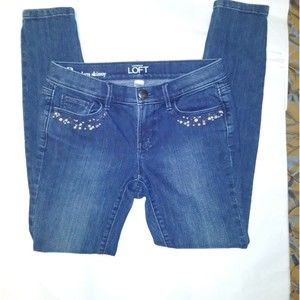 LOFT skinny Jean's with Pearls embellished sz 2